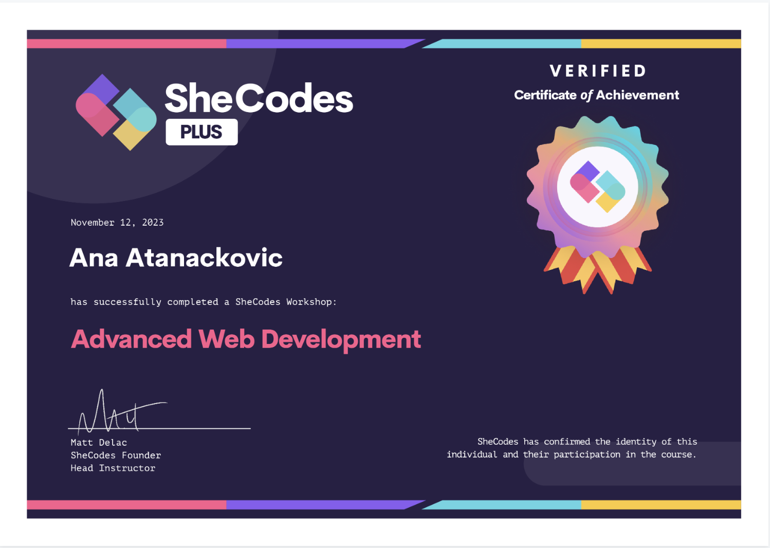 SheCodes Certificate 4